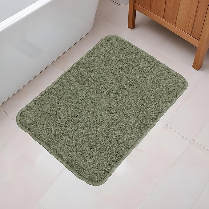 Fash Home Luxury Microfiber Bath Mat – Size 40x60 cm, 1500 GSM Ultra-Absorbent, Quick-Dry, Soft, Non-Slip, Machine Washable, Perfect for Bathroom, Shower, and Floor Use (Olive Green)