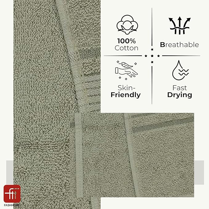 Fash Home 400 GSM Towel 70x140 cm – 1 Pc, Ultra Soft, Highly Absorbent, Quick Dry, Plush & Durable Cotton Bath Towel for Home, Gym & Spa (Olive Green)