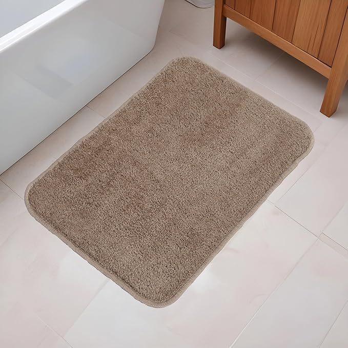 Fash Home Luxury Microfiber Bath Mat – Size 40x60 cm, 1500 GSM Ultra-Absorbent, Quick-Dry, Soft, Non-Slip, Machine Washable, Perfect for Bathroom, Shower, and Floor Use (Beige)