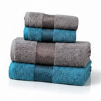 500 GSM 100% Cotton Highly Absorbent Luxurious Large Couple Bath Towel Set (Grey and Teal) Set of 2
