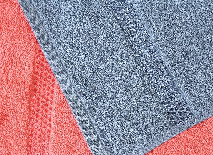 Quick Dry Star Border Bath Towel | 360 GSM Soft & Absorbent Solid Bath Towel | Lightweight & Skin-Friendly Towel for Everyday Use (2, Deep Blue & Red)