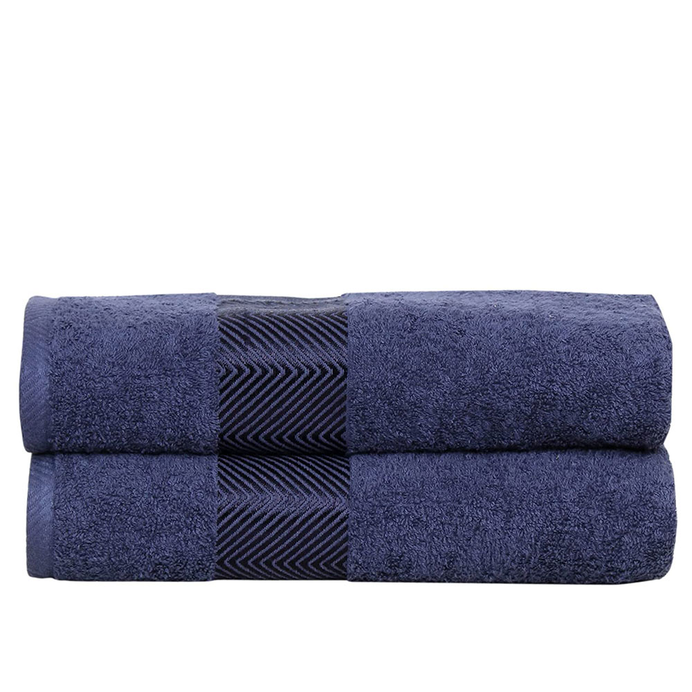 Fash Home International 100% Cotton Large Bath Towel Combo Pack 500 GSM (70X140_cm.) (Navy Blue)