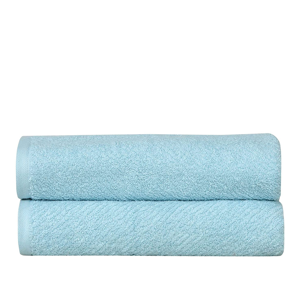 Fash Home International 100% Cotton Super Dry & Soft Feel Large Bath Towel Set Of 2 (70x140 Cm.) 400 GSM (Aqua Blue)