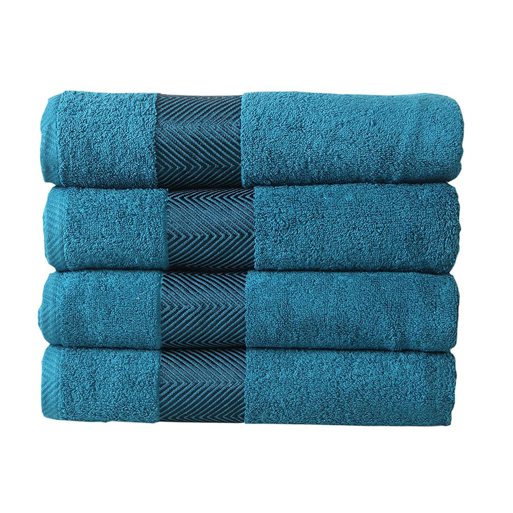 FASH HOME INTERNATIONAL 500 GSM 100% Cotton Highly Absorbent Super Luxury Large Couple Bath Towel Set (Teal) Pack of 4