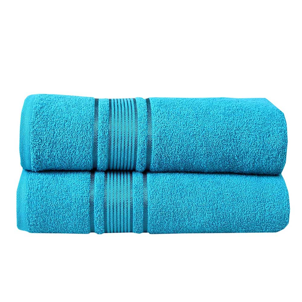   now Fash Home International 380 GSM 100% Cotton Highly Absorbent Light Weight Quick Dry Large Couple Bath Towel Set Of 2 (Teal) 