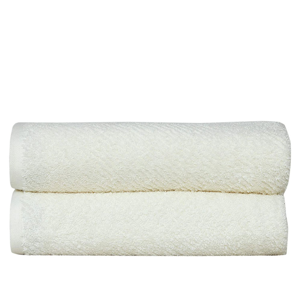 Fash Home International 100% Cotton Super Dry & Soft Feel Large Bath Towel Set Of 2 (70x140 Cm.) 400 GSM (Cream)