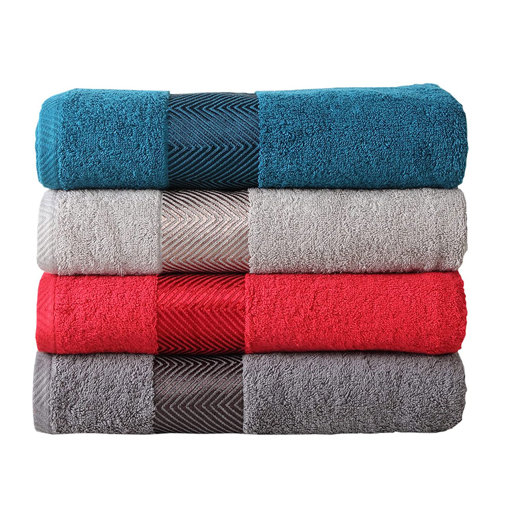 FASH HOME INTERNATIONAL 500 GSM 100% Cotton Highly Absorbent Super Luxury Large Couple Bath Towel Set ( Grey ,Beige ,Teal & Red) Combo Pack Of 4