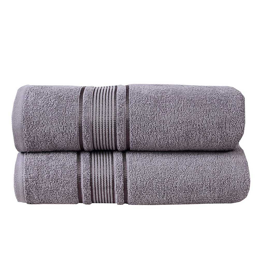   now Fash Home International 380 GSM 100% Cotton Highly Absorbent Light Weight Quick Dry Large Couple Bath Towel Set Of 2(Dark Grey) Product Code # FHI_LW_P02