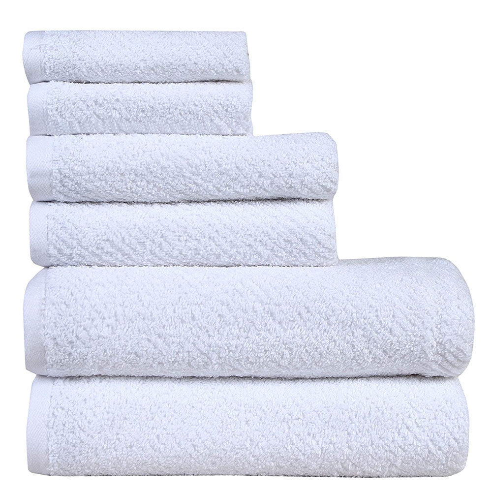 FASH HOME INTERNATIONAL Cotton Bath ,Hand & Face Towel 500 GSM -( Set Of 6_ White)