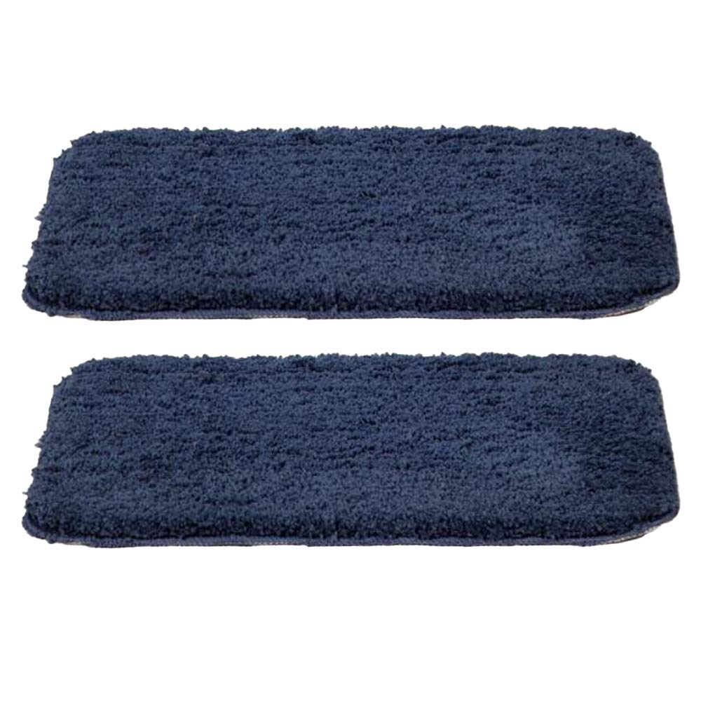 FASH HOME INTERNATIONAL Solid Modern Bath Mat (Navy Blue, Cotton, 60x40x1 cm) Set of 2