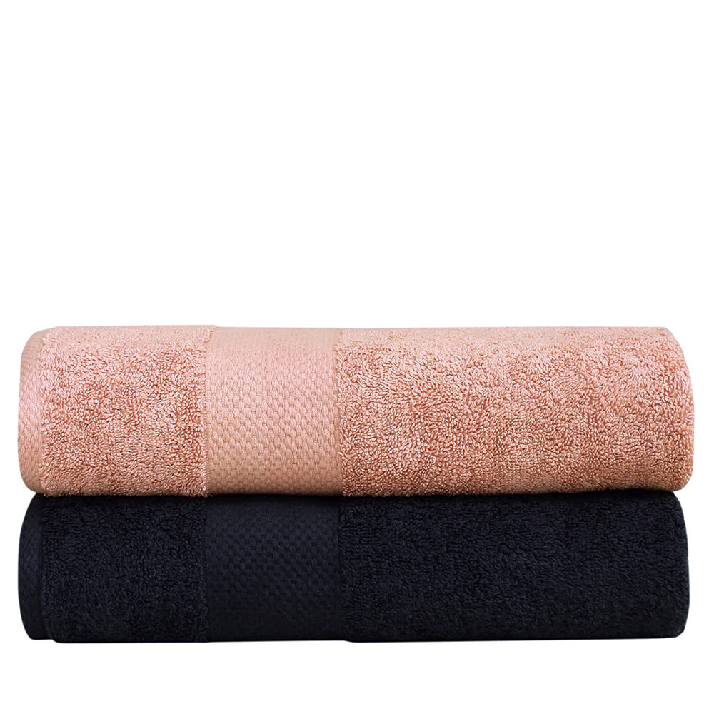 LINT FREE LOW TWIST (LTF TOWEL) Super Soft 100% Super Luxury Special Grown Cotton Elite Class Skin Friendly Hygienic 550 GSM Super Large Instant Highly Absorbent Large Bath Towel Set ( 70x140 Cm) (Navy Blue & Pink)