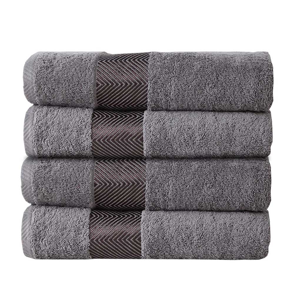 FASH HOME INTERNATIONAL 500 GSM 100% Cotton Highly Absorbent Super Luxury Large Couple Bath Towel Set (Grey) Pack Of 4