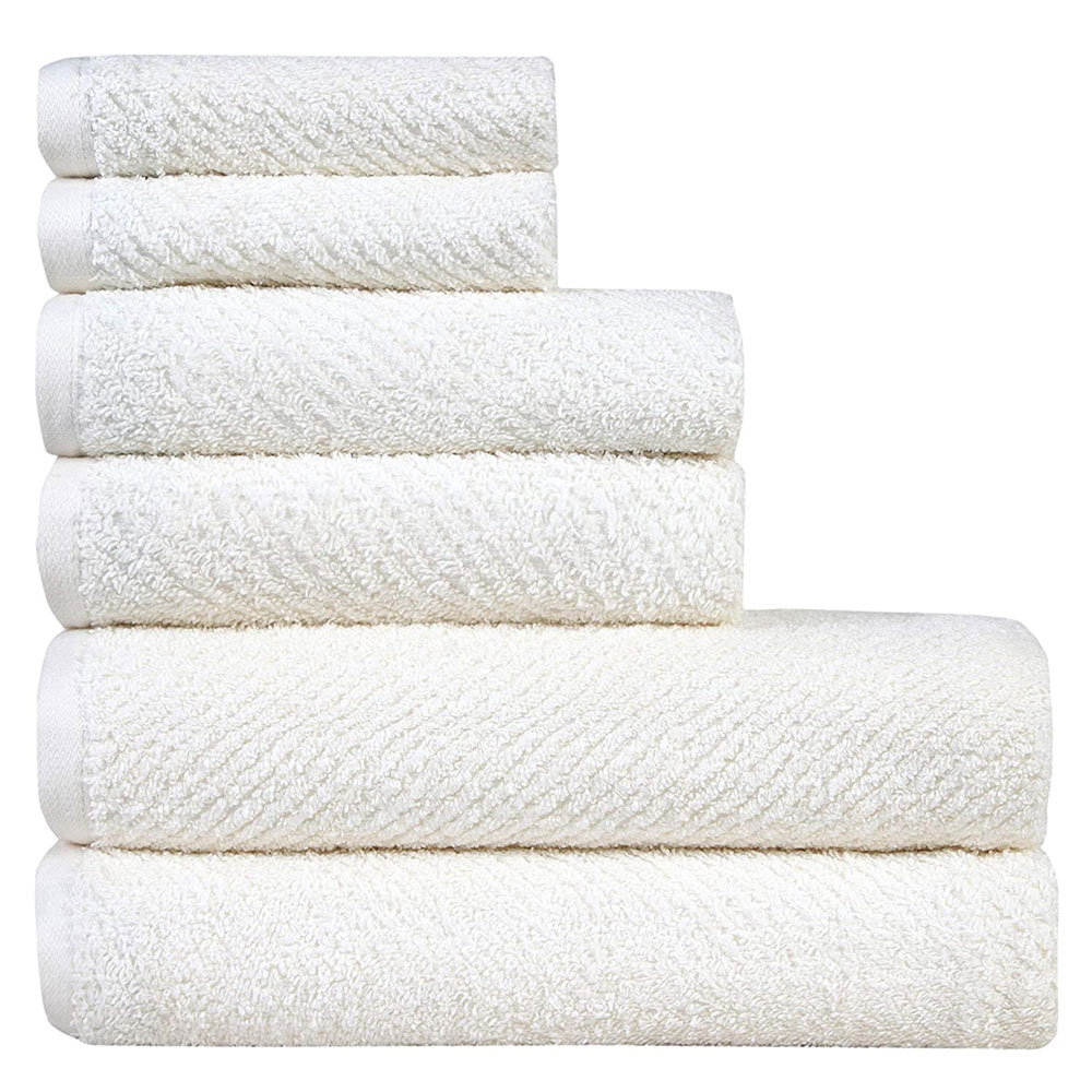 FASH HOME INTERNATIONAL Cotton Hand Face & Bath Towel 500 GSM (Cream, Set Of 6)