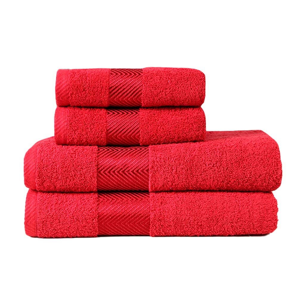 FASH HOME INTERNATIONAL 500 GSM 100% Cotton Highly Absorbent Super Luxury Large Couple Bath Towel Set and Hand Towel Set ( Maroon Red) Combo Pack of 2 Each