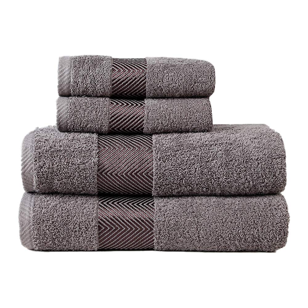 FASH HOME INTERNATIONAL 500 GSM 100% Cotton Highly Absorbent Super Luxury Large Couple Bath Towel Set And Hand Towel Set (Grey) Combo Pack Of 2 Each