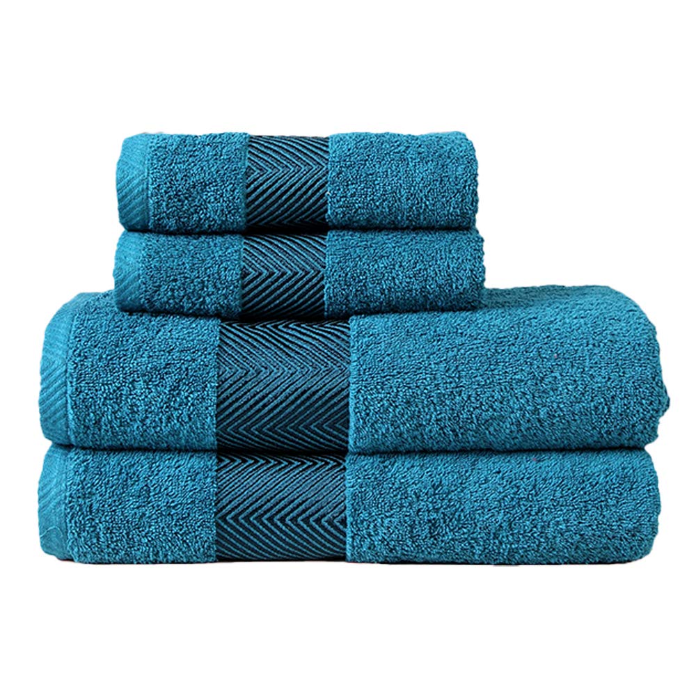 FASH HOME INTERNATIONAL 500 GSM 100% Cotton Highly Absorbent Super Luxury Large Couple Bath Towel Set And Hand Towel Set (Teal) Combo Pack Of 2 Each