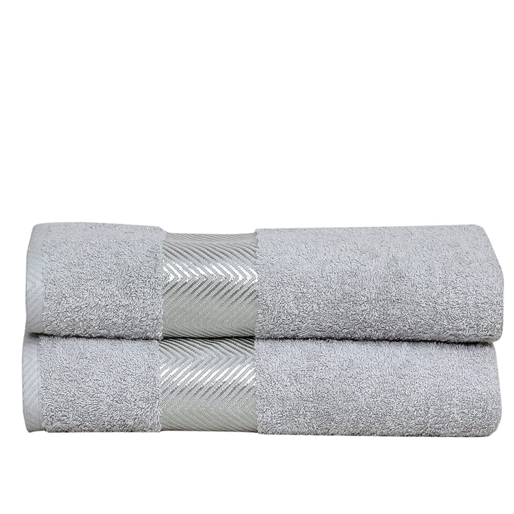 Fash Home International 100% Cotton Large Bath Towel Combo Pack 500 GSM (70X140_cm.) (Silver)