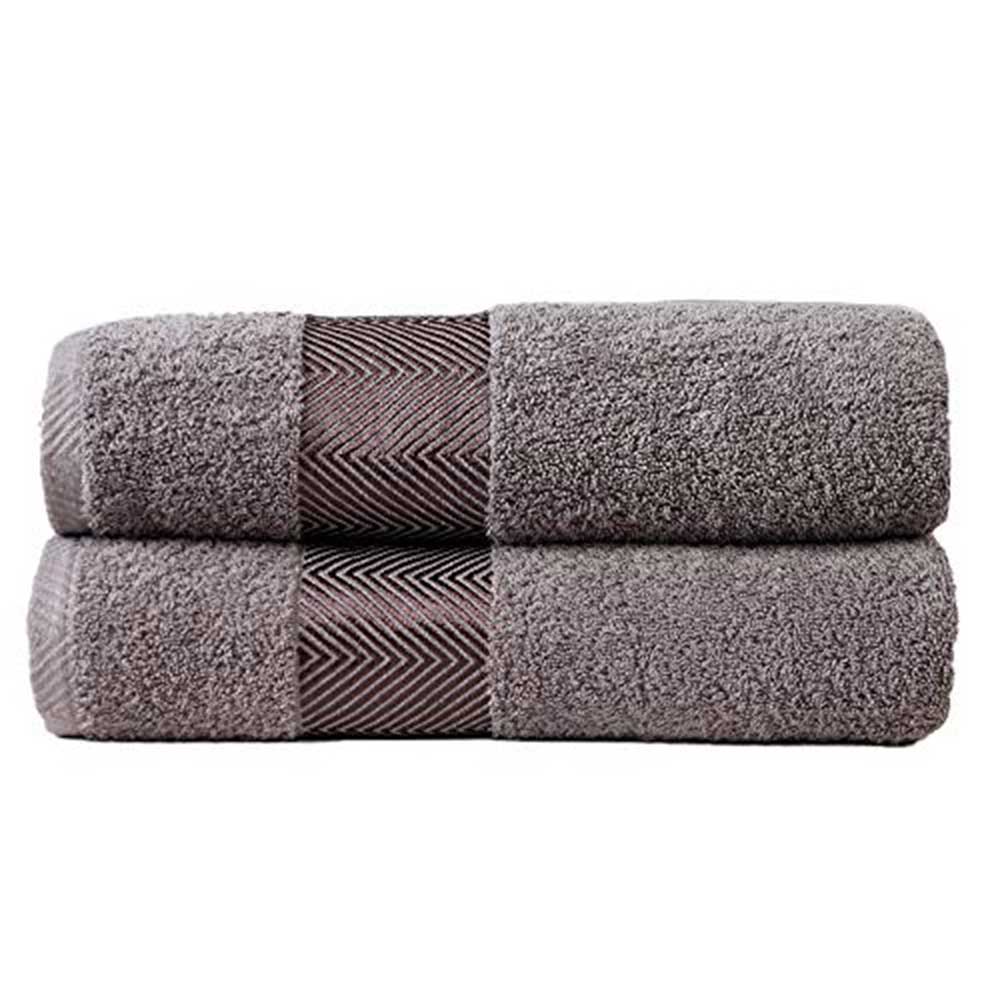 FASH HOME INTERNATIONAL 500 GSM 100% Cotton Highly Absorbent Super Luxury Large Couple Bath Towel Set ( Grey) Set Of 2