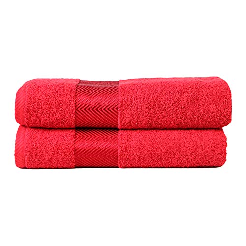  now FASH HOME INTERNATIONAL 500 GSM 100% Cotton Highly Absorbent Super Luxury Large Couple Bath Towel Set ( Maroon Red) Set Of 2