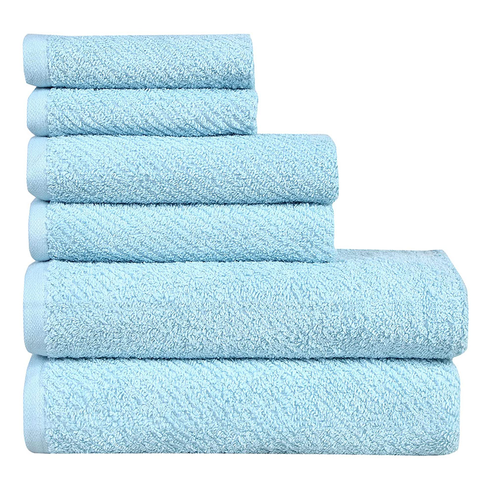 FASH HOME INTERNATIONAL Cotton Hand Face & Bath Towel 500 GSM - (Set Of 6, Light Blue)