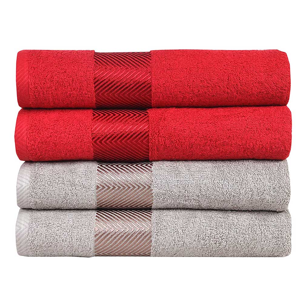 FASH HOME INTERNATIONAL 500 GSM 100% Cotton Highly Absorbent Super Luxury Large Couple Bath Towel Set ( Maroon Red & Beige) Combo Pack Of 4 ((Maroon Red & Beige))