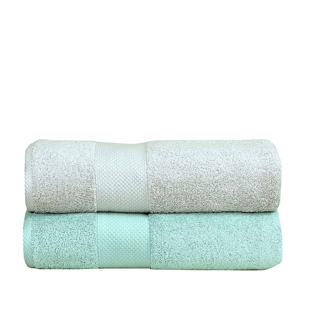FASH HOME INTERNATIONAL - LINT FREE LOW TWIST (LTF TOWEL) Super Soft 100% Super Luxury Special Grown Cotton Elite Class Skin Friendly Hygienic 550 GSM Super Large Instant Highly Absorbent Large Bath Towel Set -70x140 Cm-Sea Green & Grey)