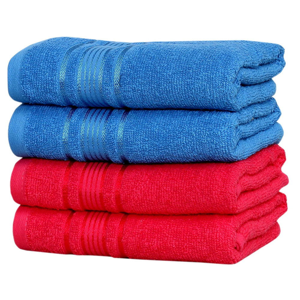 FASH HOME INTERNATIONAL -100% Cotton 4 Piece Hand Towel Set , 380 GSM Super Absorbency & Ultrasoft (40x60cm.) (Pink & Blue)