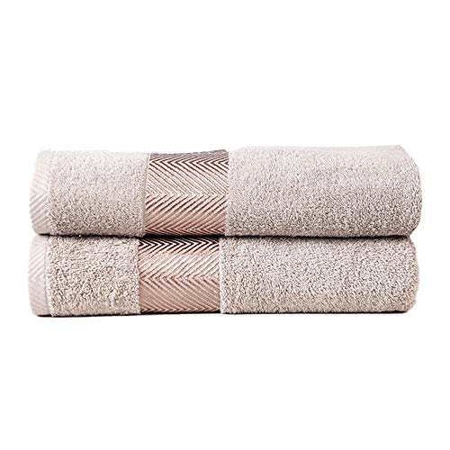  FASH HOME INTERNATIONAL 500 GSM 100% Cotton Highly Absorbent Super Luxury Large Couple Bath Towel Set ( Beige) Set Of 2