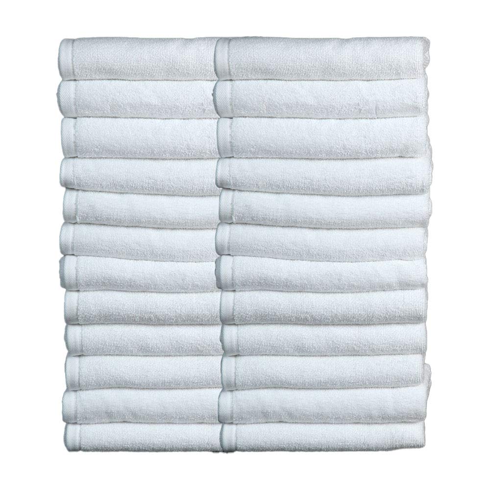 Fash Home International Cotton Premium Hotel Plain Hand Towel 560 GSM (Set Of 24, White) 